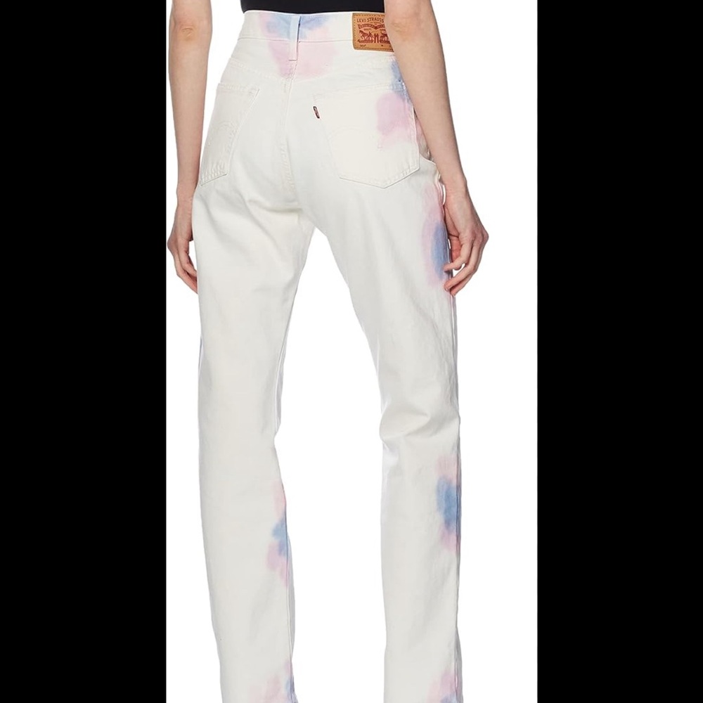 NWT Levi’s 501 Orginal tie dye cream straight leg denim Jean